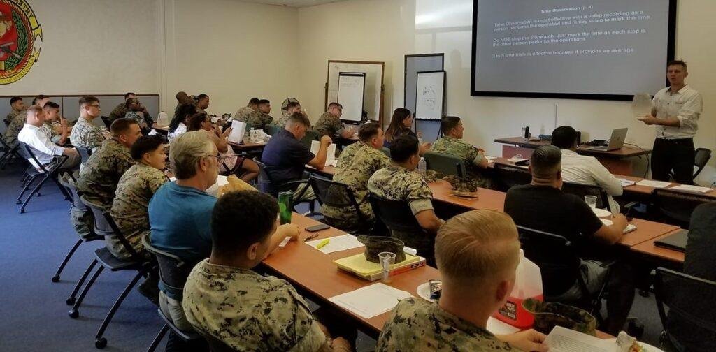 Active duty service members and veterans attending career transition training program