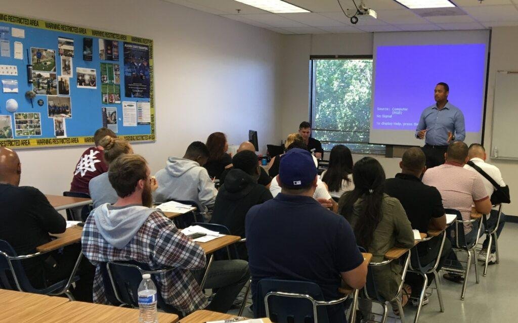 Brian Whitman -Talking to VTS OSHA Class at UEI about career opportunities.